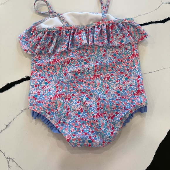 Ruffle butts baby Girls Floral Ruffle One-Piece Swimsuit - Pink/Blue - Picture 3 of 4